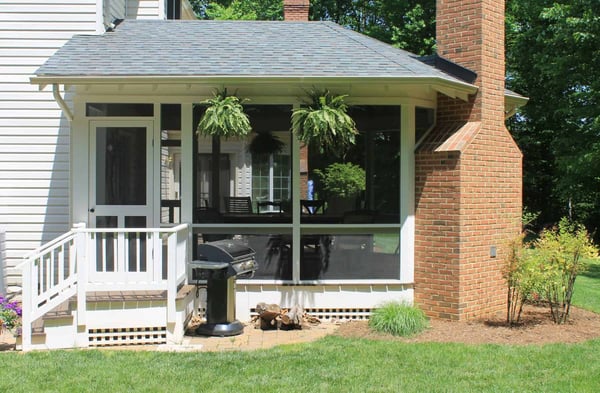 Screened porch addition to a custom home by Villa Builders in Annapolis, Maryland