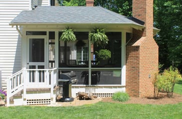 Screened porch addition to a custom home by Villa Builders in Annapolis, Maryland