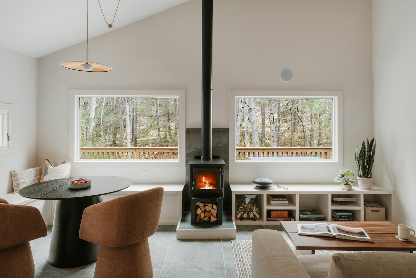 Front view of a remodeled living room in a historic home in Annapolis, Maryland. 