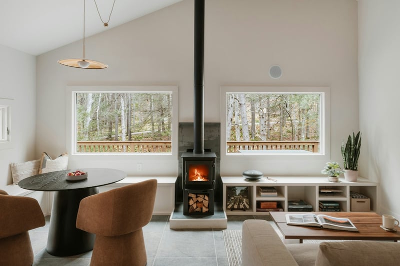 Front view of a remodeled living room in a historic home in Maryland