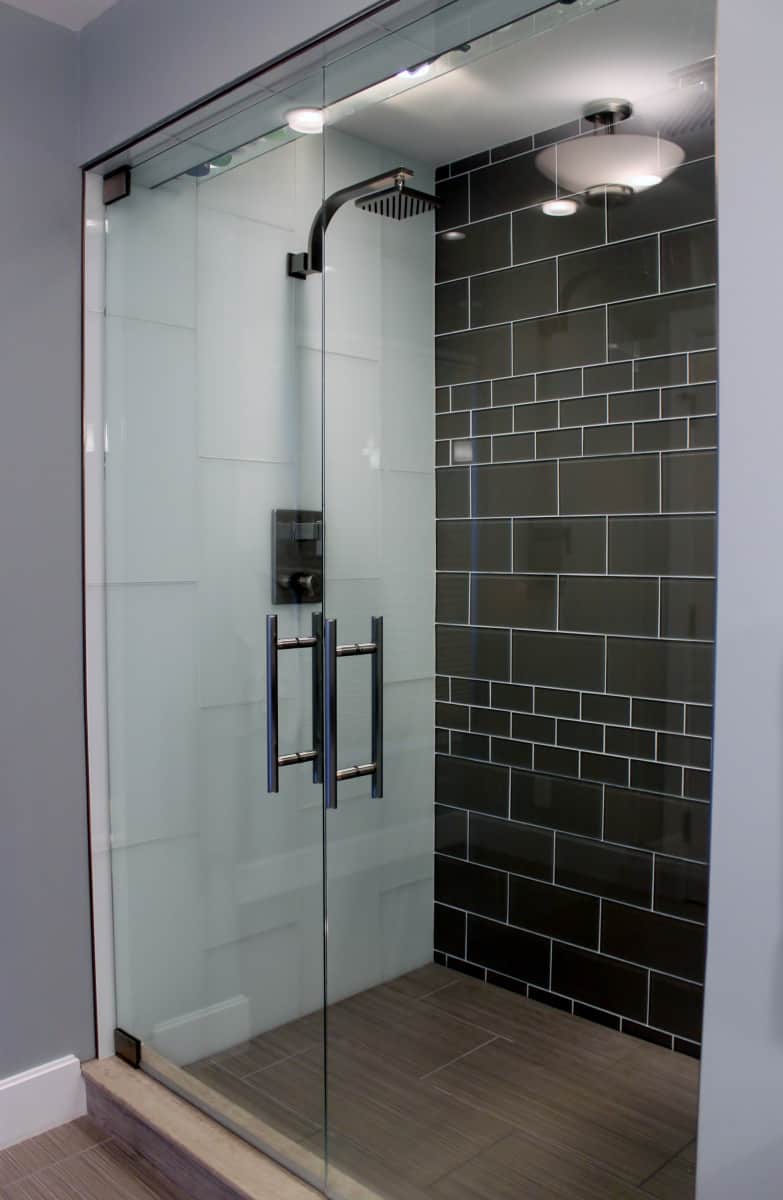 Glass shower in a remodeled bathroom by Villa Builders in Annapolis, Maryland