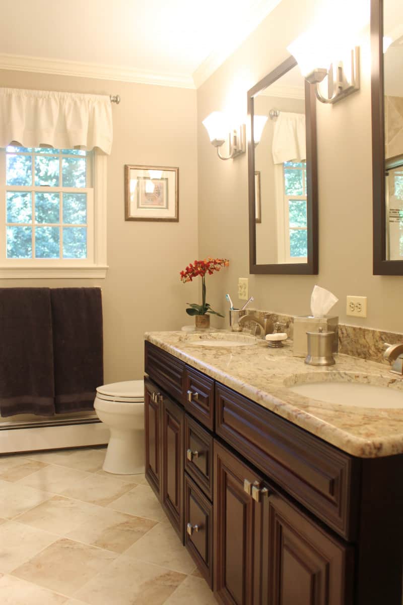 Villa Builders remodeled bathroom with granite countertops in Annapolis, Maryland